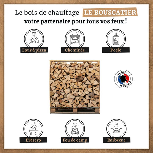 1m3 = 1,5 stères en 30cm - Bois de Chauffage extra sec - chêne / hêtre / châtaignier