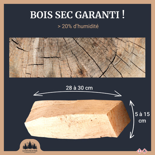 2,1m3 = 3 stères en 30cm - Bois de Chauffage extra sec - chêne / hêtre / châtaignier